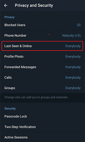 ثابت نگه داشتن زمان آخرین بازدید در تلگرام