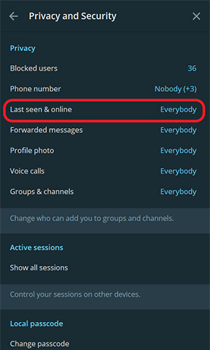 مخفی کردن وضعیت آنلاین در تلگرام دسکتاپ