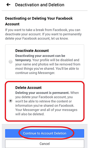 غیر فعال شدن حساب کاربری در فیس بوک
