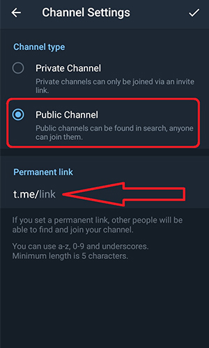 تغییر لینک کانال عمومی تلگرام